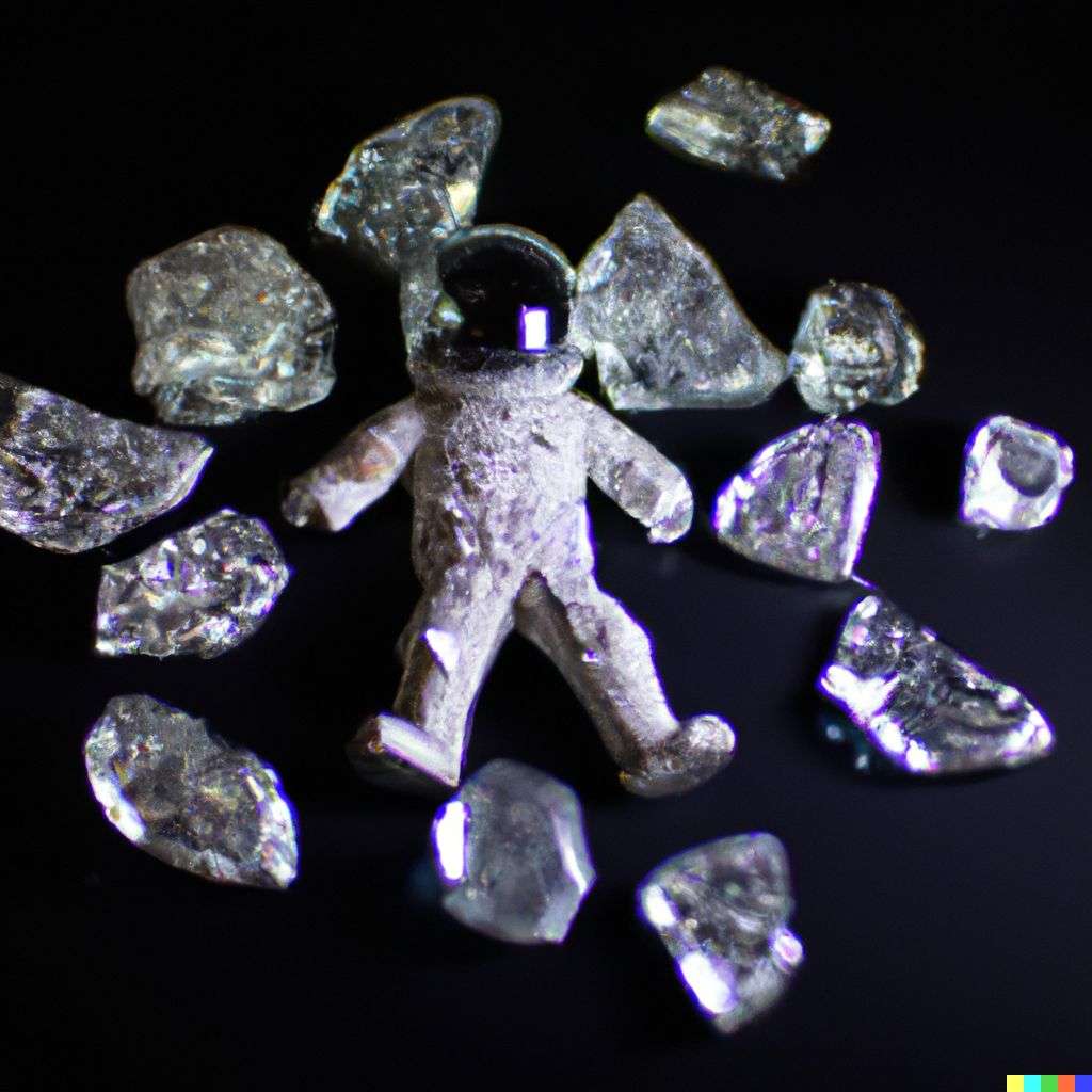 an astronaut made out of a sparkling geode